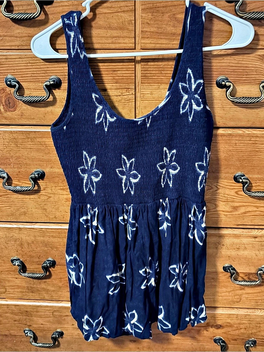 American Eagle Floral Mini romper in Blue